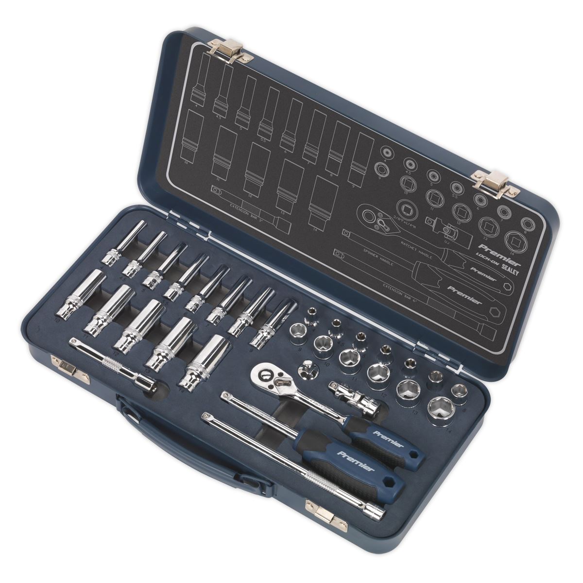 Sealey Socket Set 32pc 1/4"Sq Drive Lock-On 6pt Metric AK27480