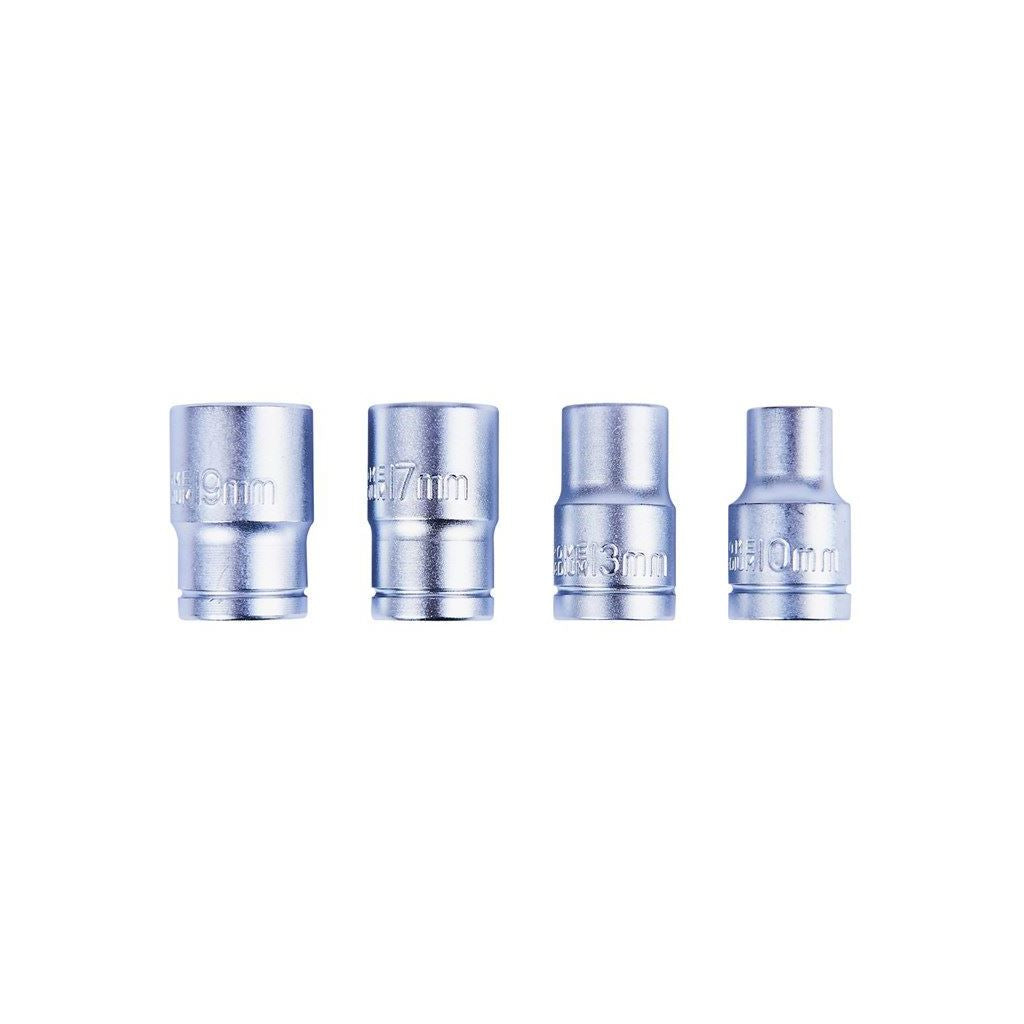 Amtech 4 Piece Socket Set 1/2" Drive Dr M10 M13 M17 M19 Hex 10 13 17 19mm Crv - I0200