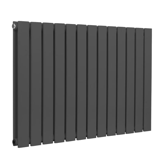Baridi Horizontal Radiator Contemporary Double Flat Panel Design 600 x 910mm � Anthracite DH341