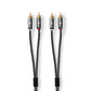 Nedis 1m Stereo Audio Cable 2x RCA Male to 2x RCA Male Gun Metal Grey Braided - CATB24200GY10