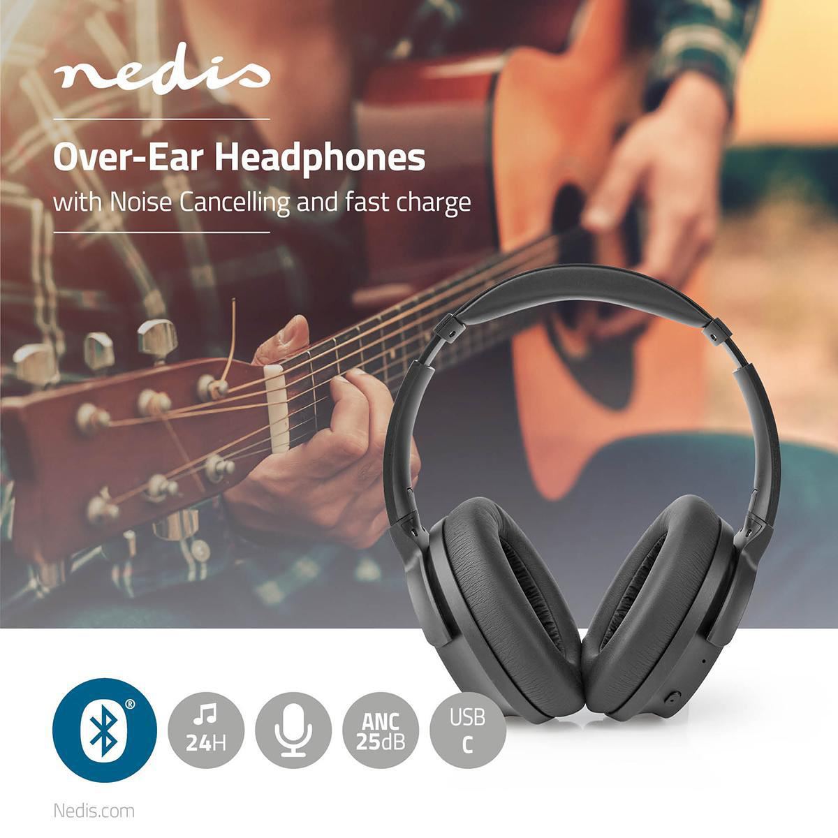 Over-Ear Bluetooth Headphones 24hr Playtime 25dB Noise Cancelling Fast Charging - HPBT3261BK