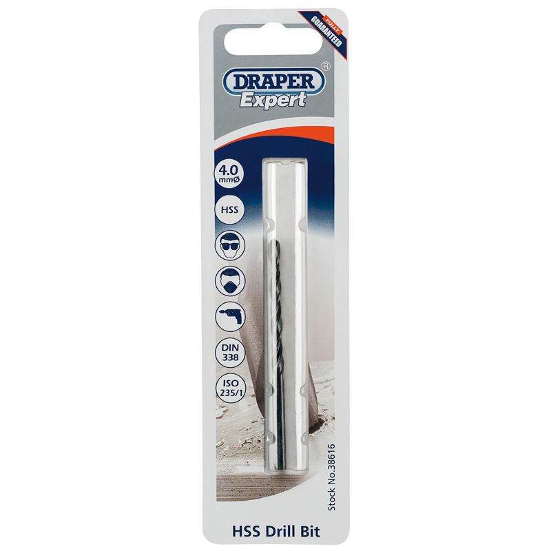 Draper H29mpb Expert Hss Drill, Blue, 4.0mm - Drill 40mm 38616 Bit