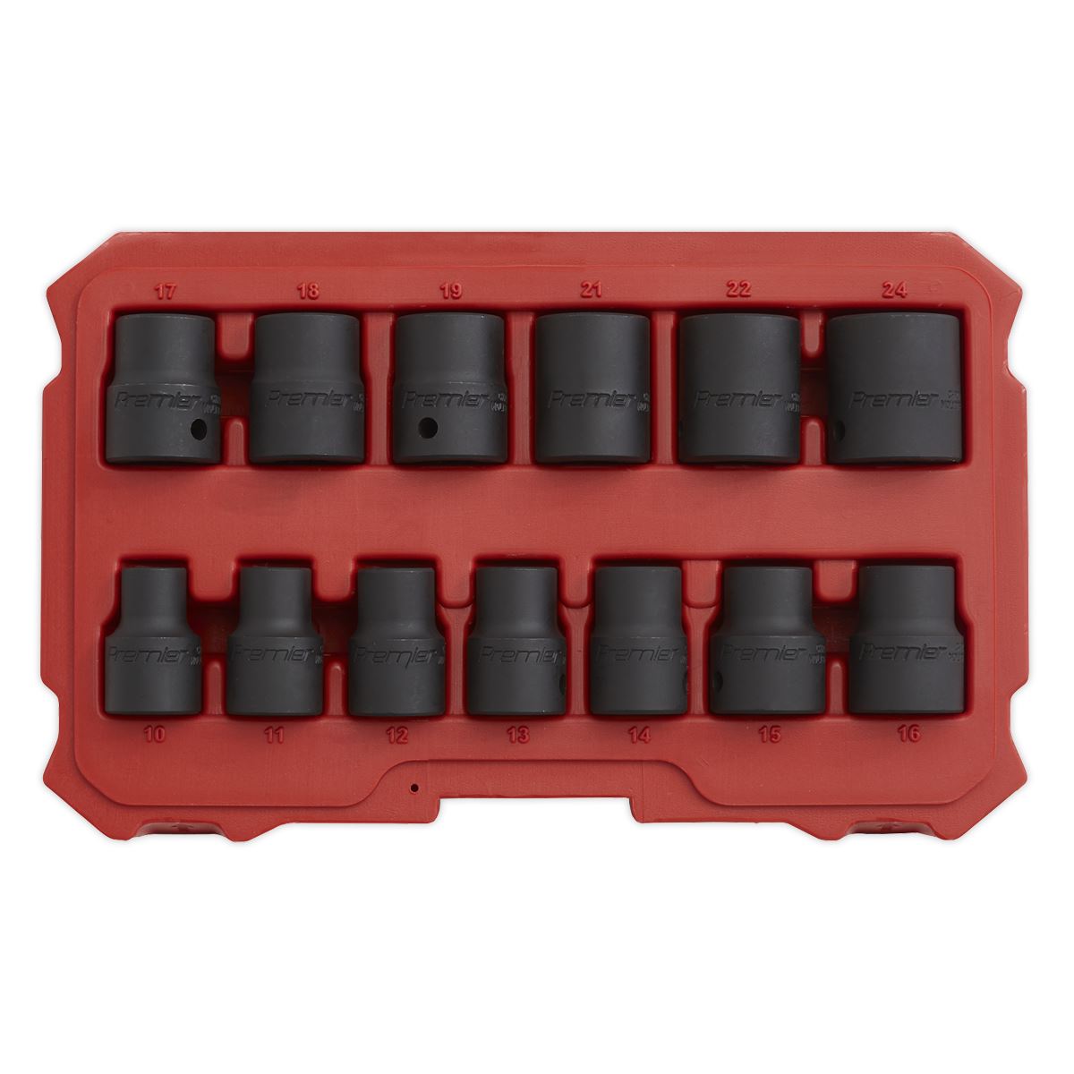 Sealey Impact Socket Set 13pc 1/2"Sq Drive Lock-On 6pt Metric AK5616M