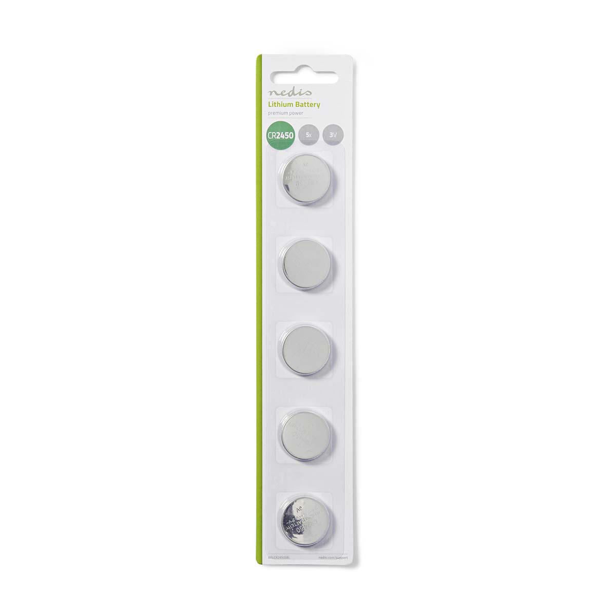 Nedis Lithium Button Cell Battery CR2450 3V 5 pieces Blister BALCR24505BL