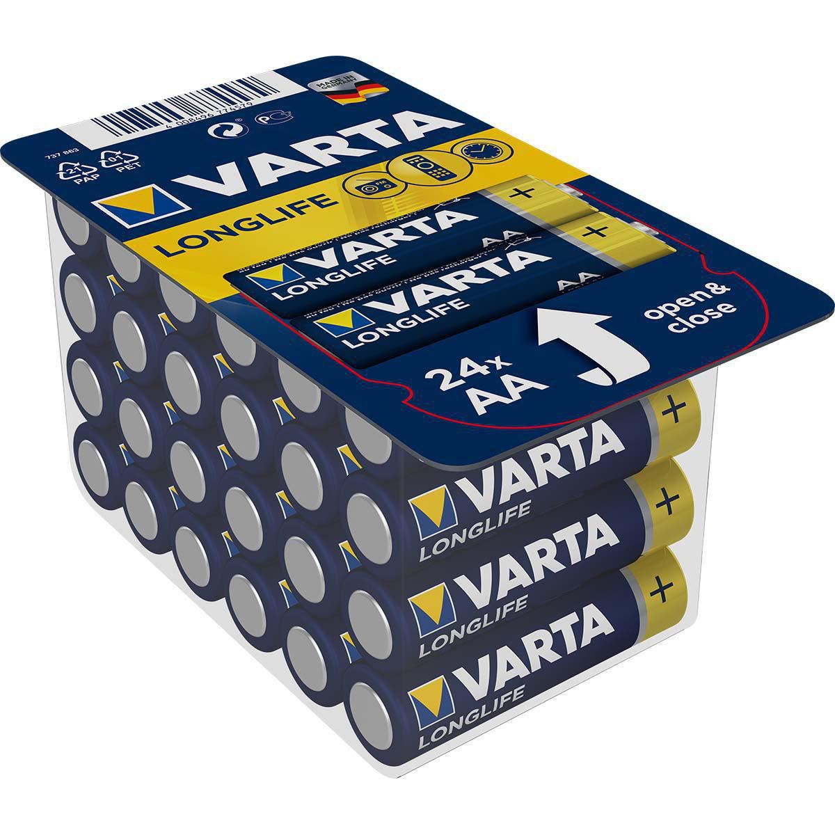 24x Varta Longlife AA Batteries (24 pcs) Alkaline - VARTA-4106