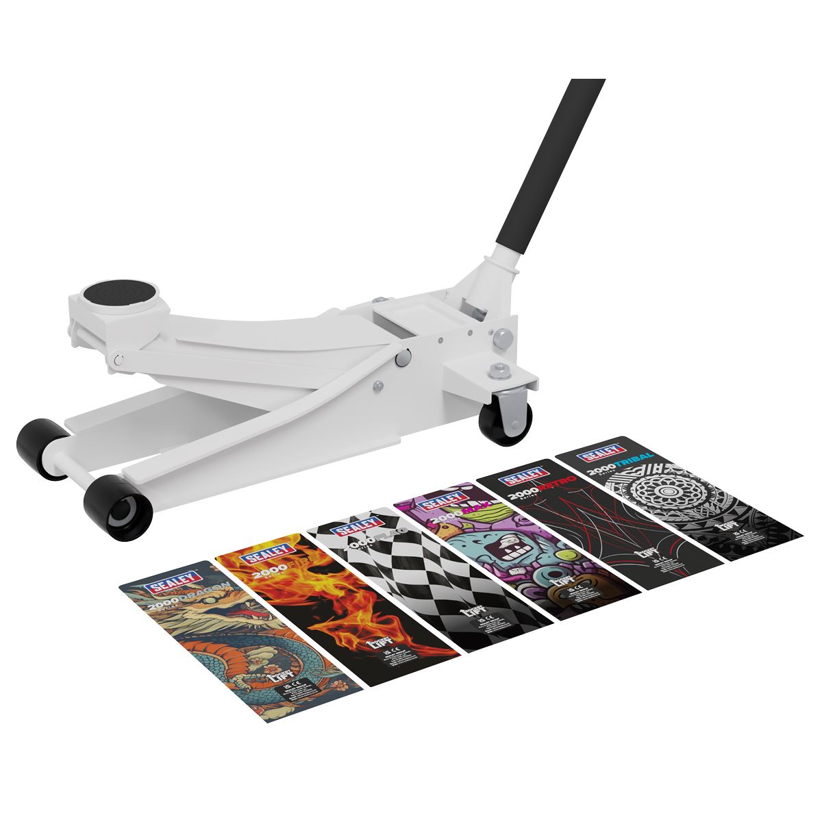 Sealey Low Entry Custom Design Trolley Jack w/ Rocket Lift 2 Tonne White 2000CW