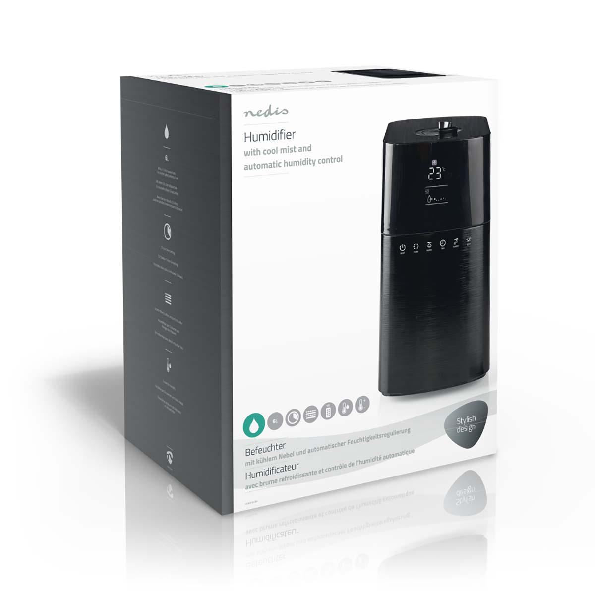 Nedis Humidifier 6L Hygrometer Remote Control Black - HUMI130CBK