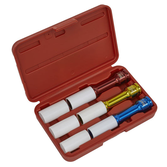 Sealey Alloy Wheel Long Reach Impact Socket Set 3pc 1/2"Sq Drive SX031D
