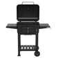 Dellonda Charcoal Grill BBQ Smoker and Trolley with 2 Side Shelves - Black DG283