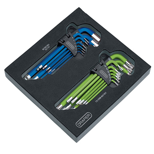 Draper TX-STAR Metric Ball End Hex Key Sets in EVA Storage Tray (18 Piece)