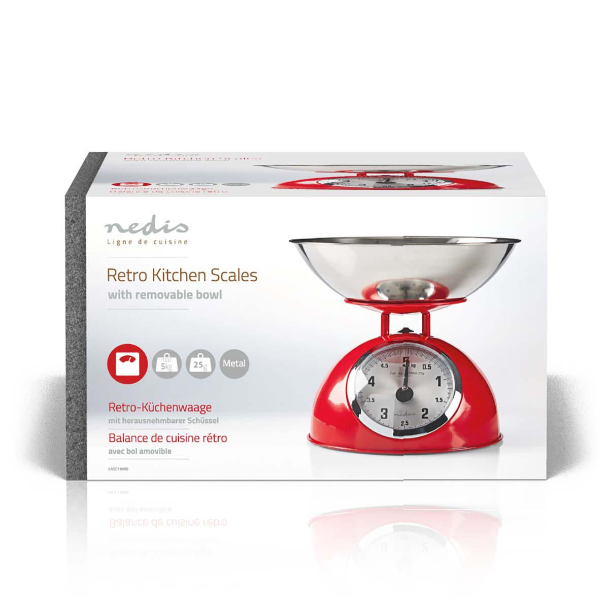 Nedis Retro Kitchen Scales Analogue Metal Red KASC110RD