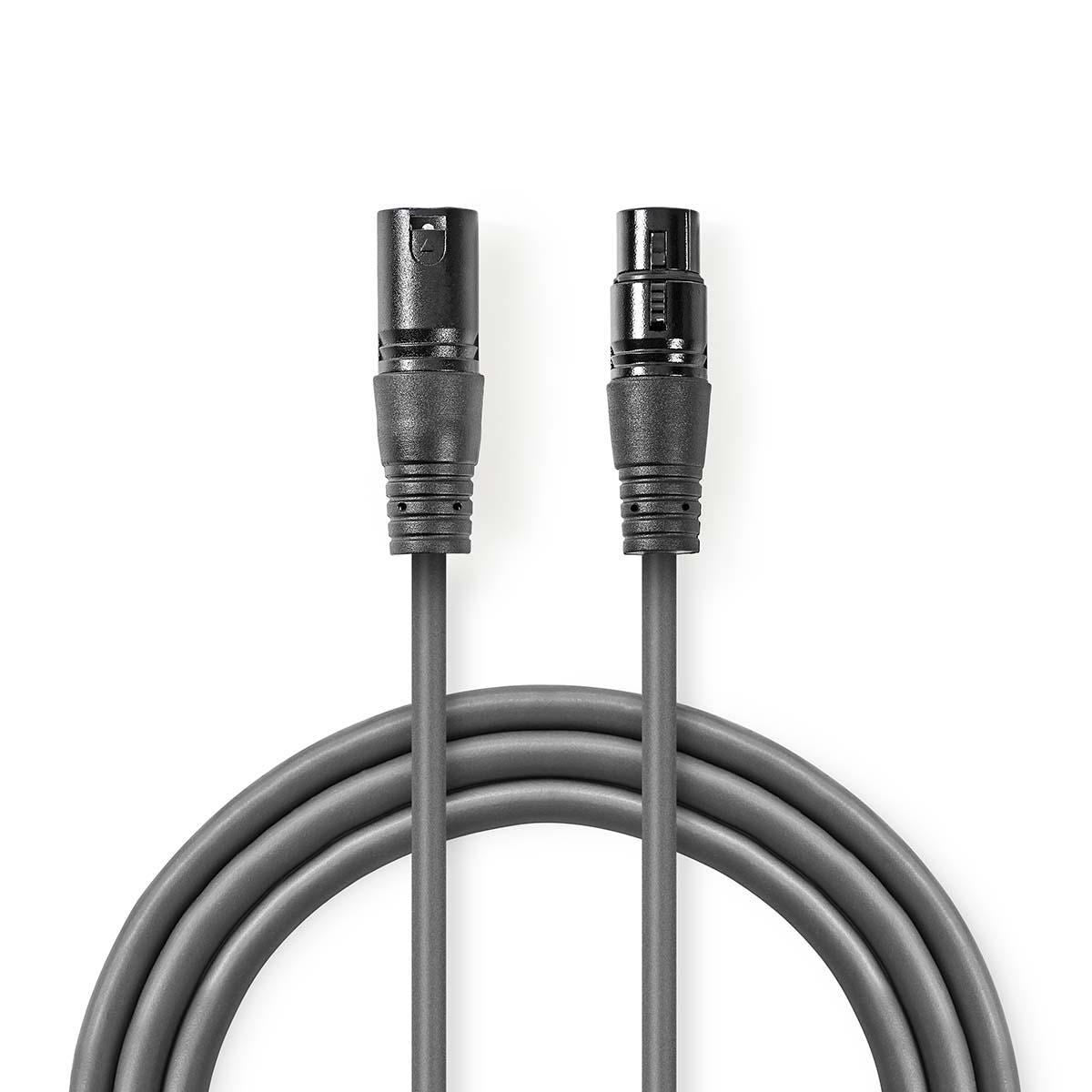 Nedis Balanced XLR Audio Cable XLR 3-Pin Male to XLR 3-Pin Female 3m Grey - COTH15010GY30