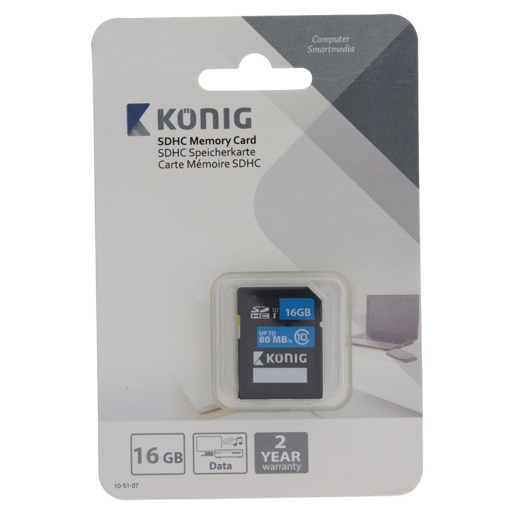 Konig SDHC Memory Card Class UHS-I 16GB Digital Camera - MSDC16100BK