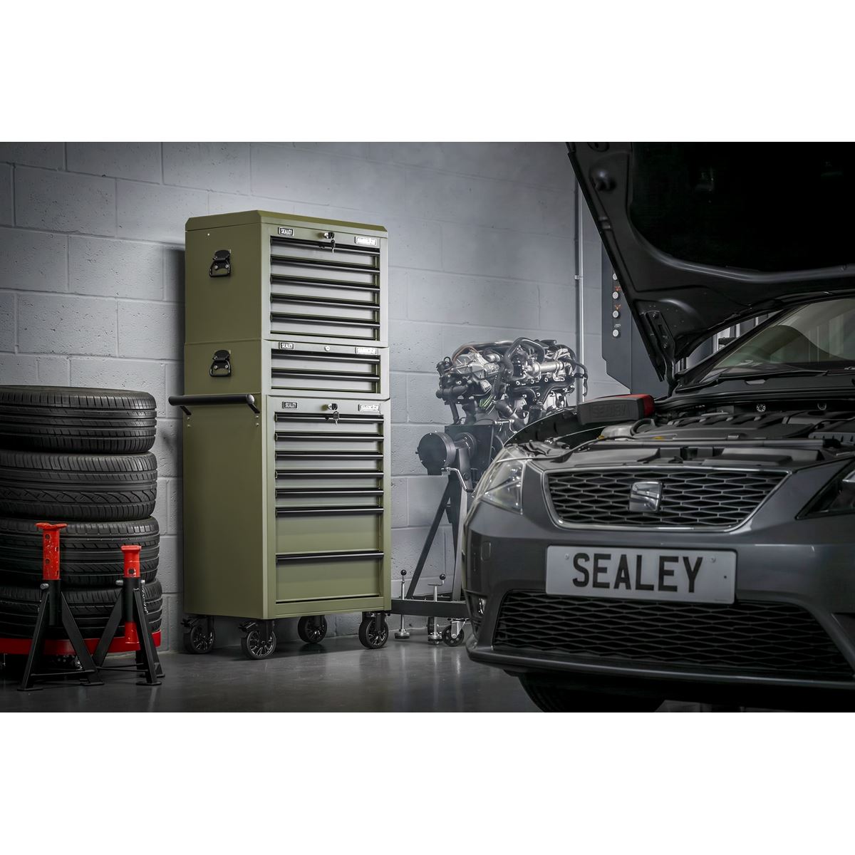 Sealey Superline Pro Mid-Box Tool Chest 2 Drawer - Khaki AP26029TK