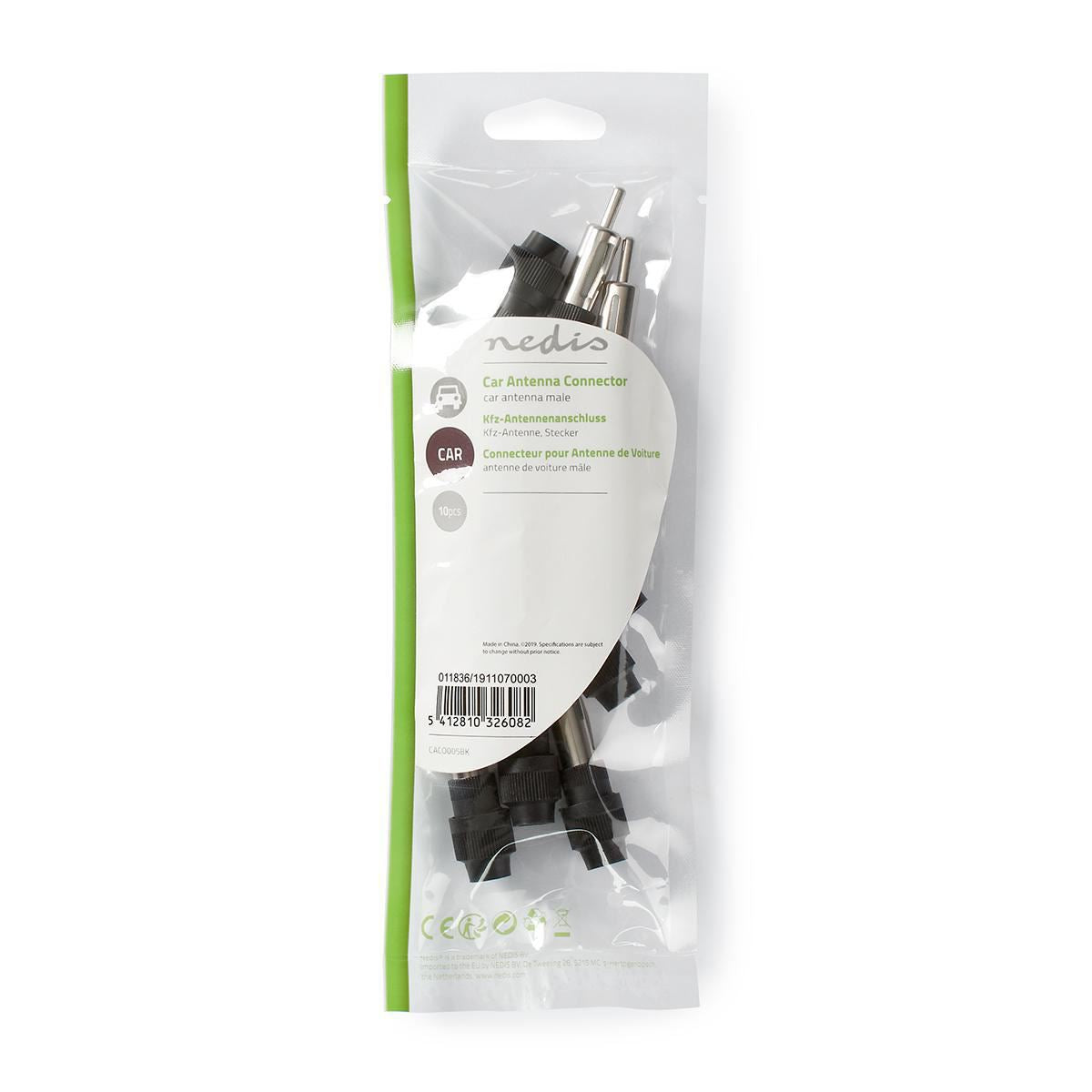 Nedis Car Antenna Connector Male 10 Pieces PVC Black