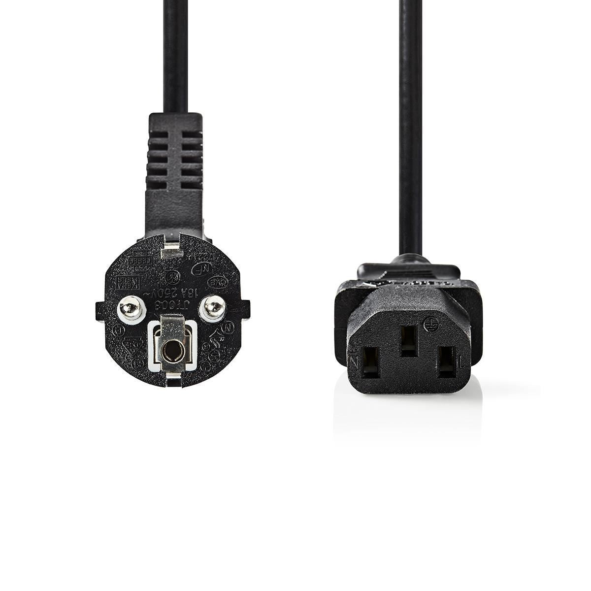 Nedis Power Cable Schuko Male Angled to C13 (IEC-320-C13) 2m Black - CEBW10000BK20