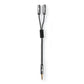 Headset Audio Cable 3.5mm Male to 2x 3.5mm Female Gun Metal Grey Braided Cable - CATB22150GY02