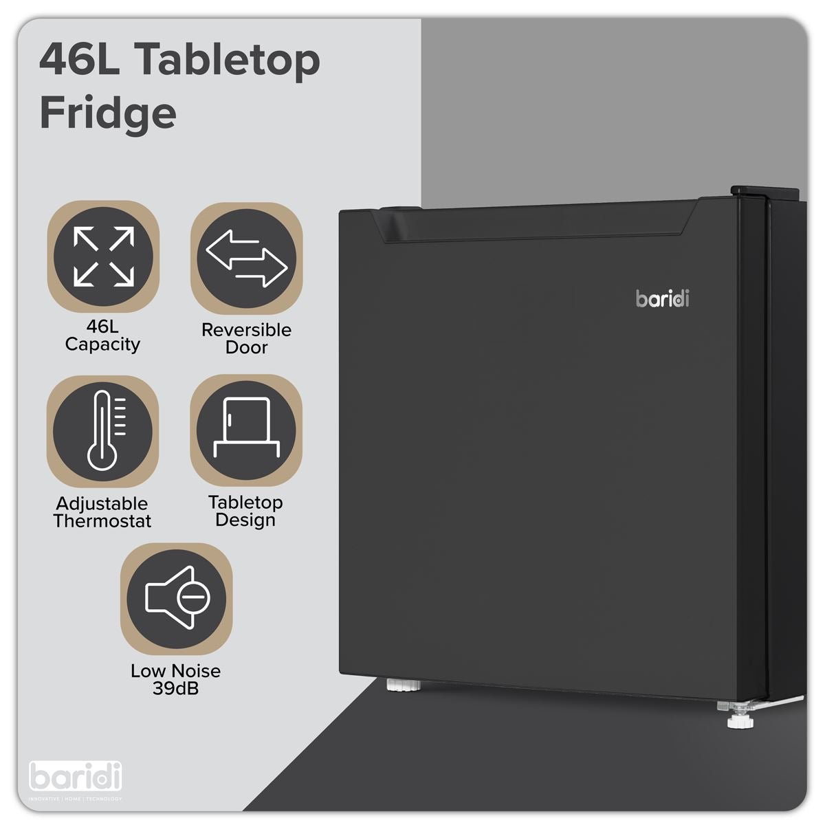Baridi Tabletop Fridge with Ice Box, 46L Capacity DH257