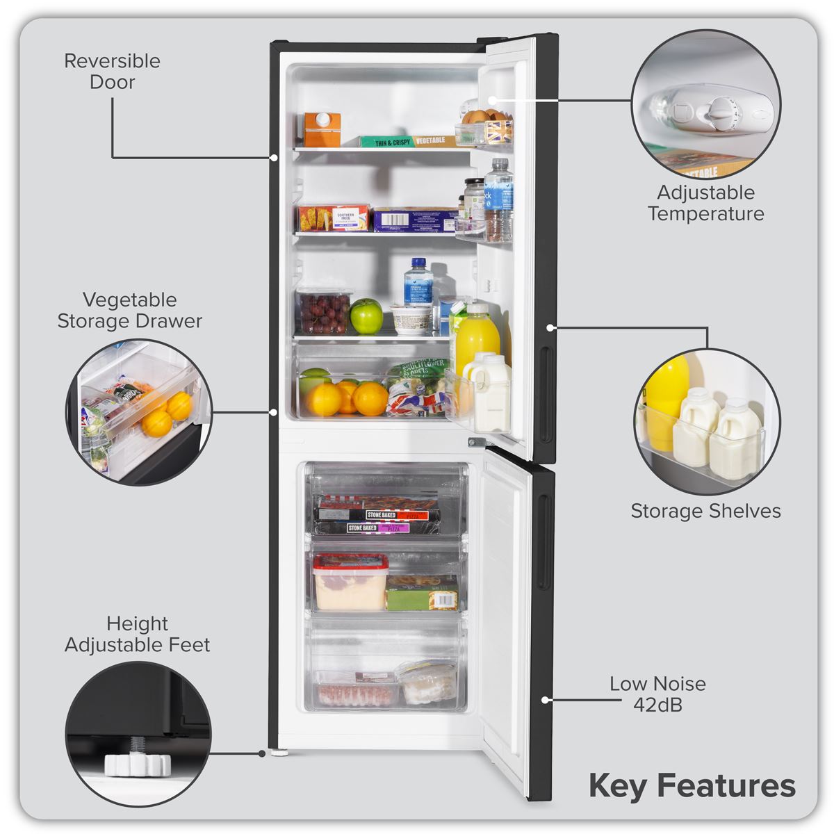 Baridi 47cm 70/30 Fridge Freezer, 157L Capacity Low Frost DH253