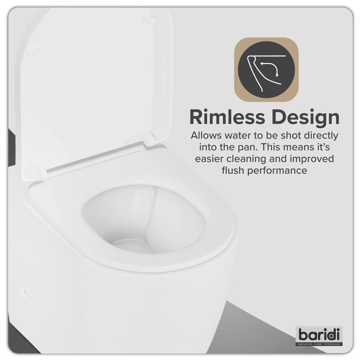 Baridi Back-to-Wall Toilet with Soft Close Seat & Rimless Flush � White DH334