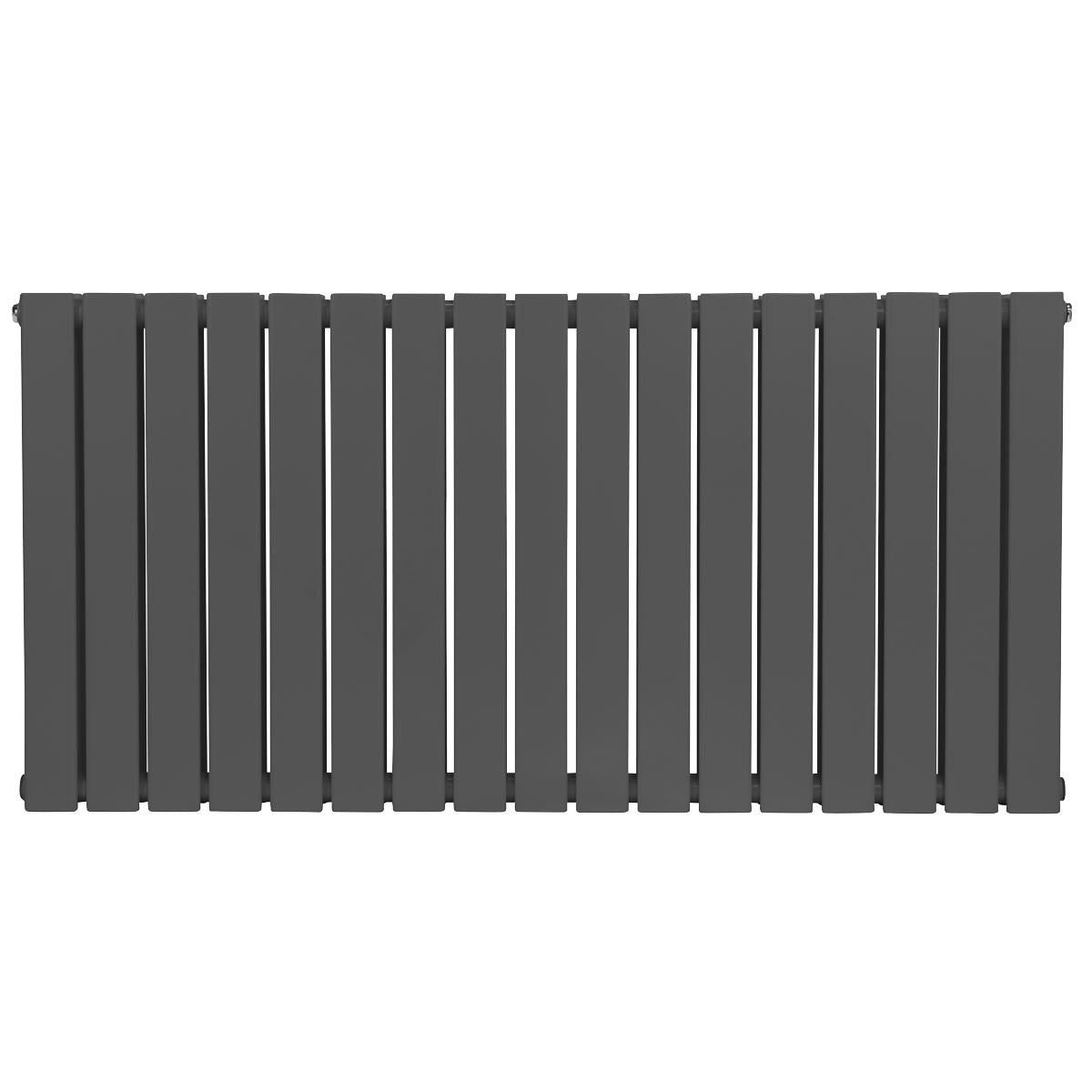 Baridi Horizontal Radiator Contemporary Double Flat Panel Design 600 x 1190mm � Anthracite DH342