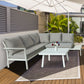 Dellonda Kyoto White 3 Piece Outdoor Garden Corner Sofa & Coffee Table Set DG53