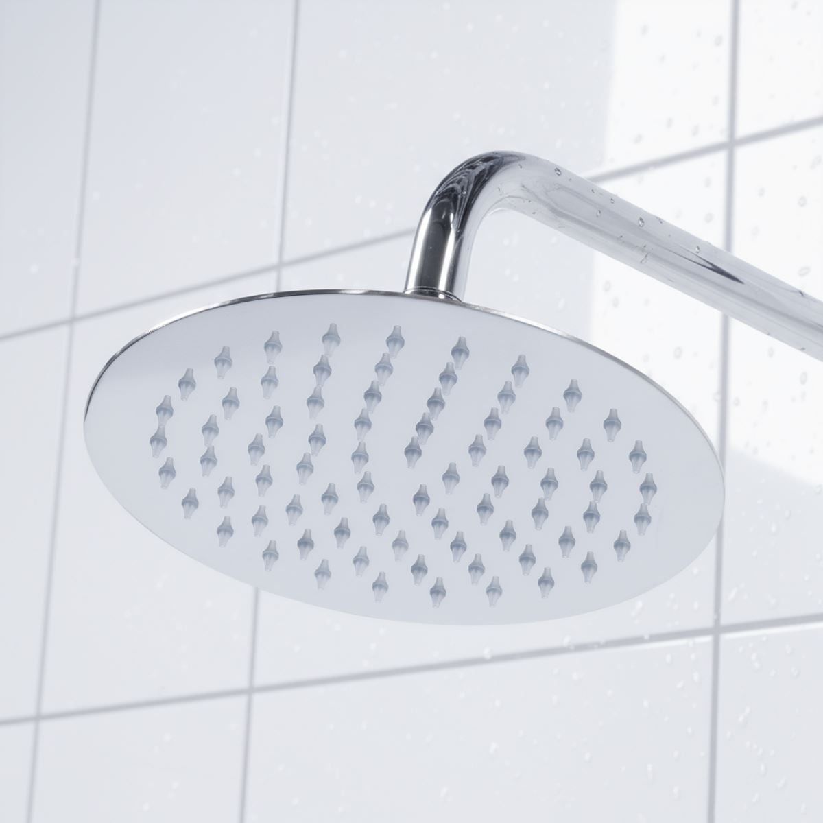 Baridi Thermostatic Shower Mixer Set, 20cm Round Head, Adjustable Rail - Chrome DH314