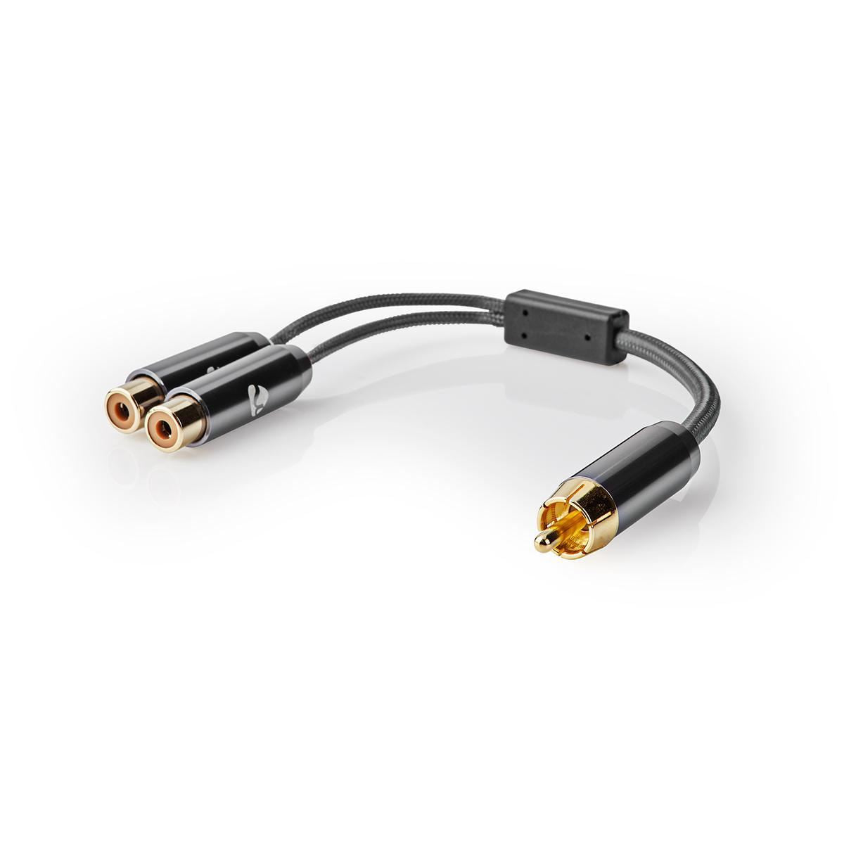 Nedis Subwoofer Cable RCA Male to 2x RCA Female Gun Metal Grey Braided Cable - CATB24010GY02
