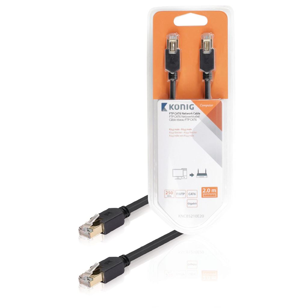 Konig FTP CAT6 network cable RJ45 male to male 2m grey - CCBW85210AT20