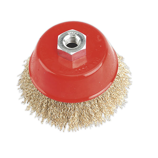 Sealey Brassed Steel Cup Brush 100mm M14 x 2mm CBC100