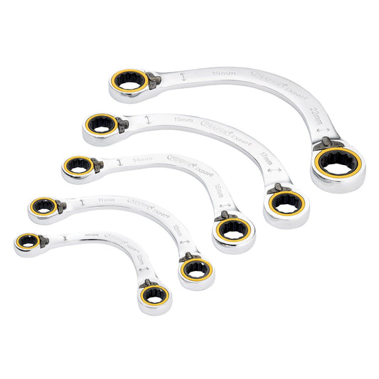 Draper Expert HI-TORQ Double Ring Ratchet Half Moon Spanner Set (5 Piece)