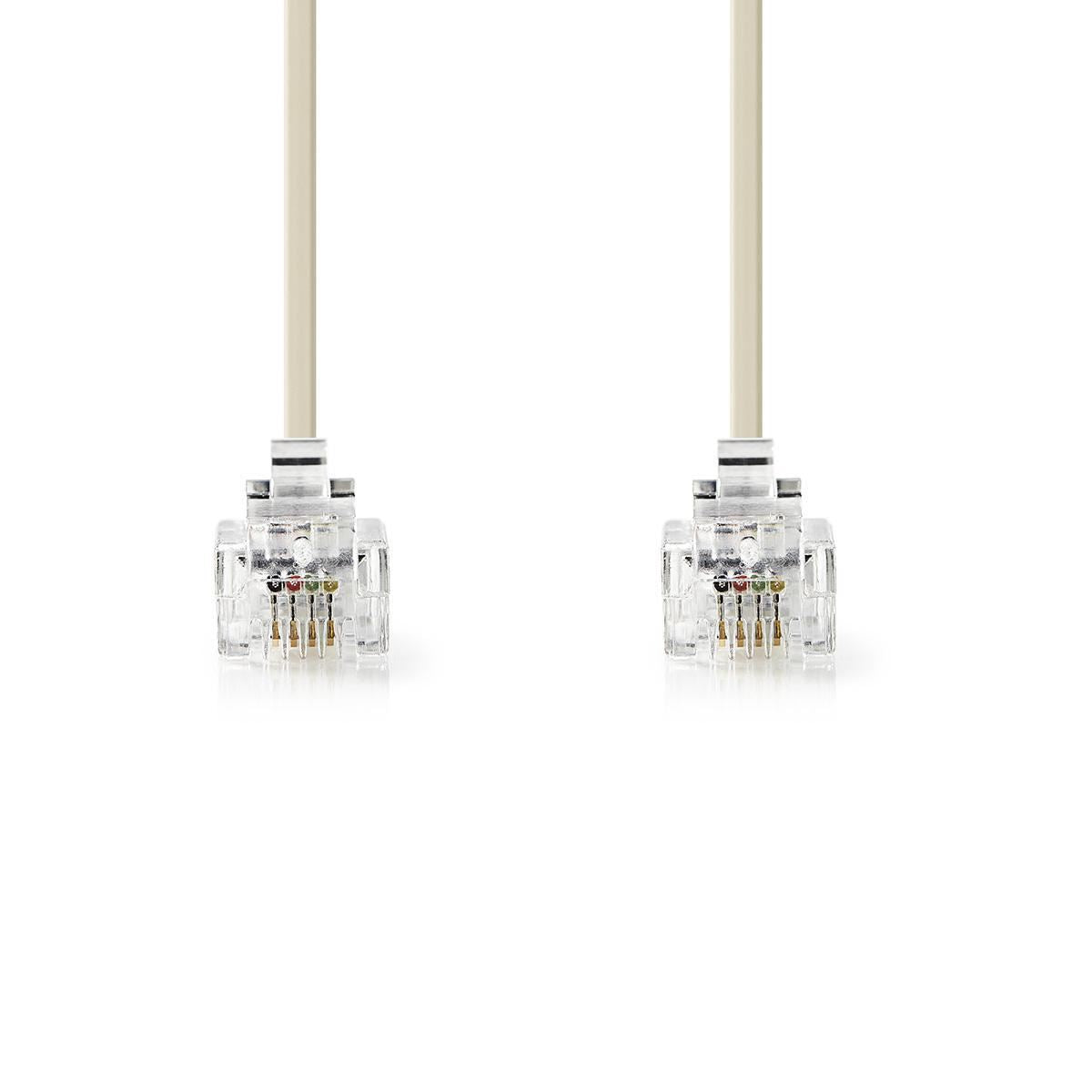 Nedis Telecom Cable RJ11 Male to RJ11 Male 2m Ivory TCGP90200IV20