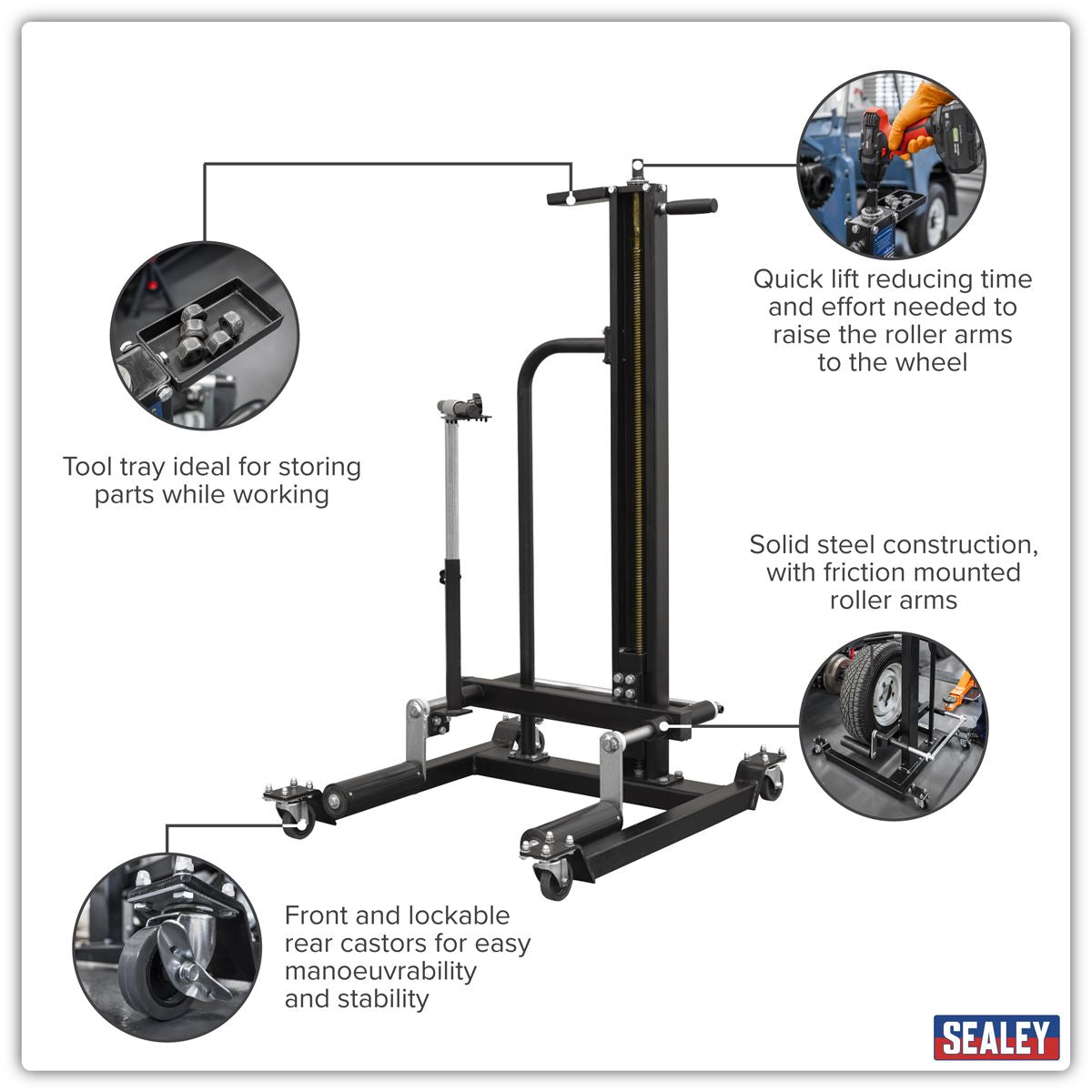 Viking Quick Lift Wheel Removal/Lifter Trolley 50kg Capacity WD50QLS