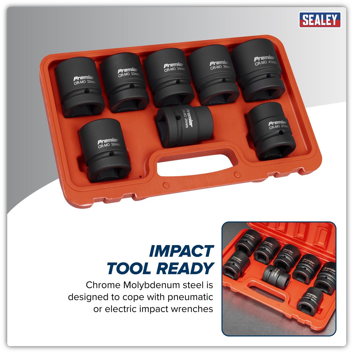 Sealey Premier Impact Socket Set 1"Sq Drive 8pc AK889M