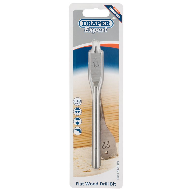 Draper Expert 13.0mm Flat Wood Carbon Steel Drill / Drilling Bit - 41505