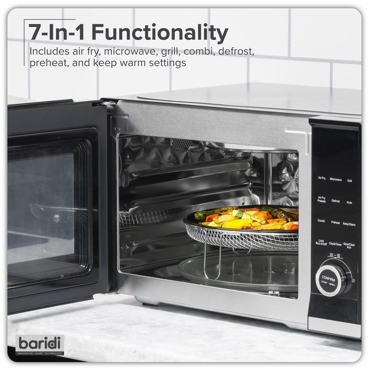 Baridi 7-in-1 Air Fryer Microwave & Grill, 28L Capacity - Black DH277
