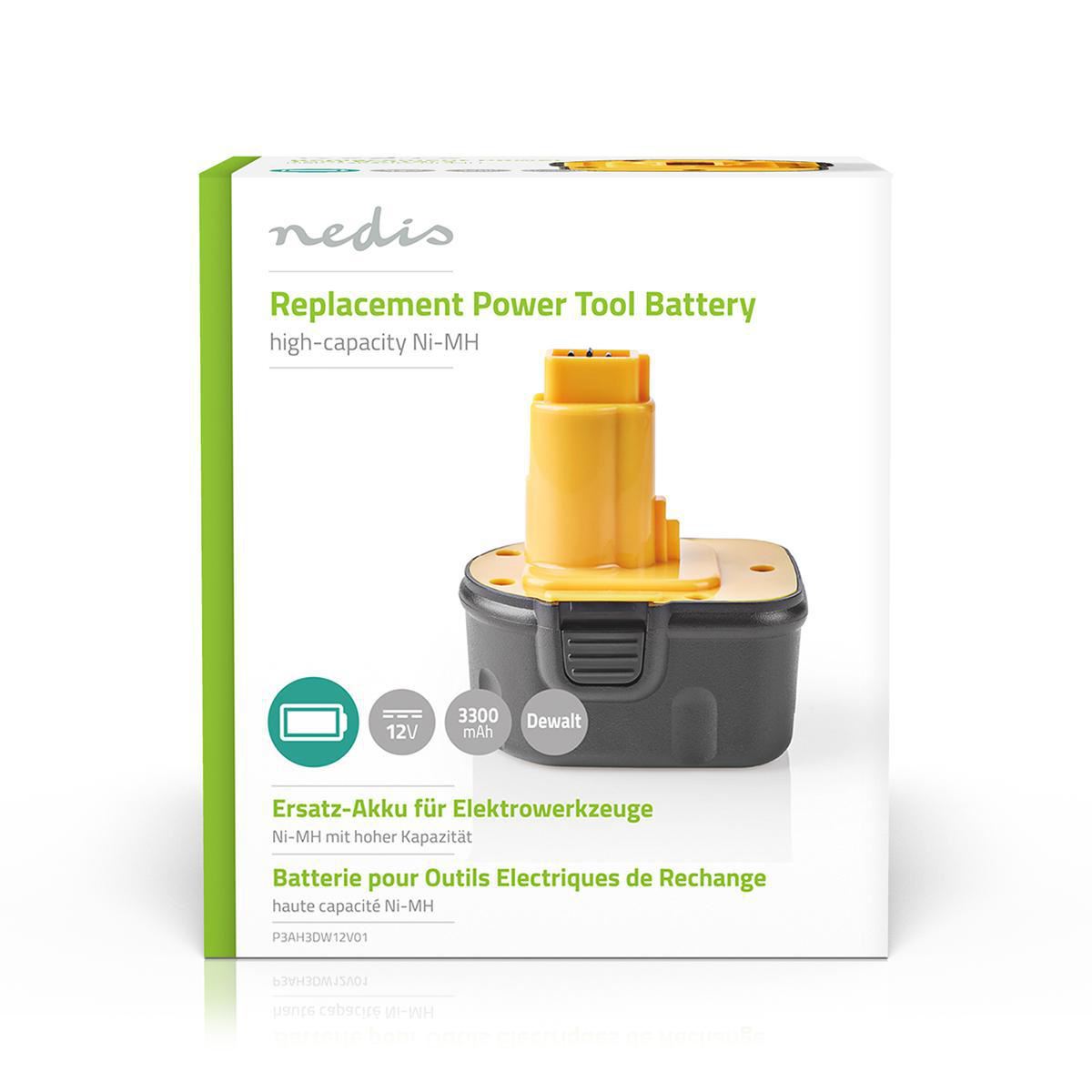 Nedis Power Tool Battery Ni-MH 12V 3.3Ah 39.6Wh Replacement for Dewalt