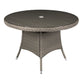 Dellonda Chester Rattan Wicker Outdoor Dining Table w/Tempered Glass Top, Brown