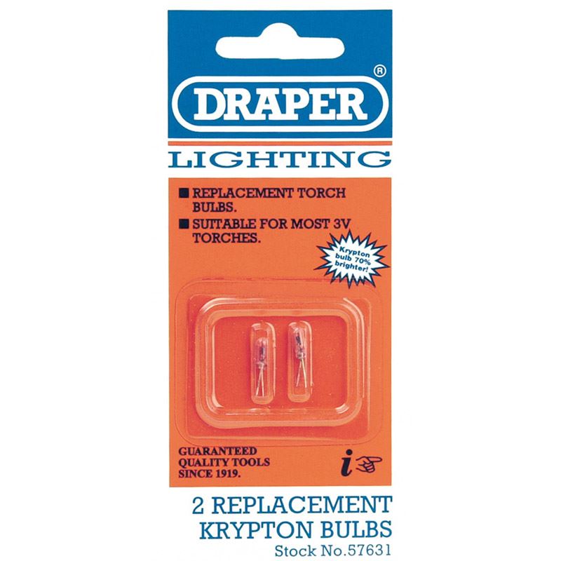 Draper 57631 Spare Bulbs x 2 for Lanterns Torches Camping Fishing Replacement