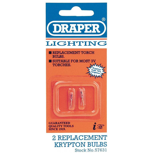 Draper 57631 Spare Bulbs x 2 for Lanterns Torches Camping Fishing Replacement