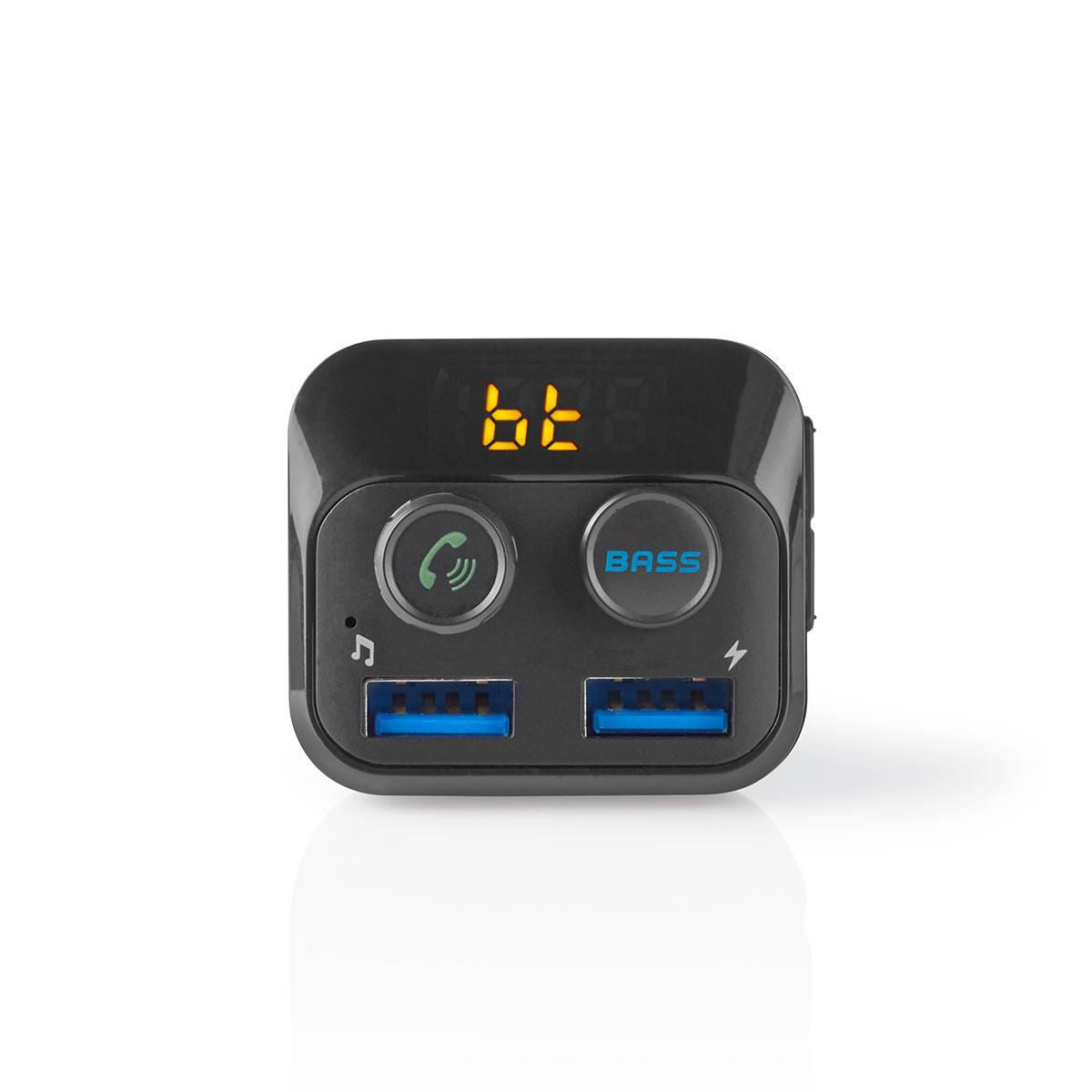 Car FM Transmitter Bluetooth Bass MicroSD Card Slot Hands-Free Calling 2x USB - CATR120BK