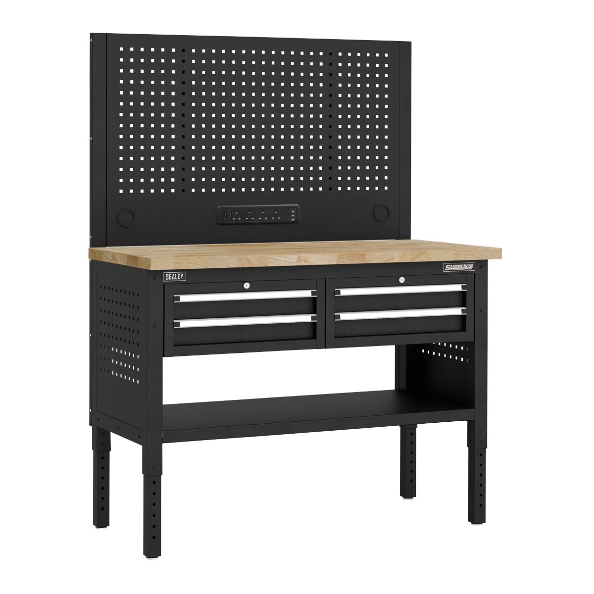 Sealey Superline Pro Modular Workbench with 4 Drawers Wooden Worktop 1265mm