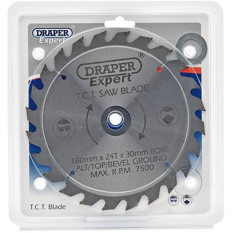 Draper Circular TCT Saw Blade 180mm x 30mm 28.6mm 20mm 16mm x 24T 24 Tooth 09468