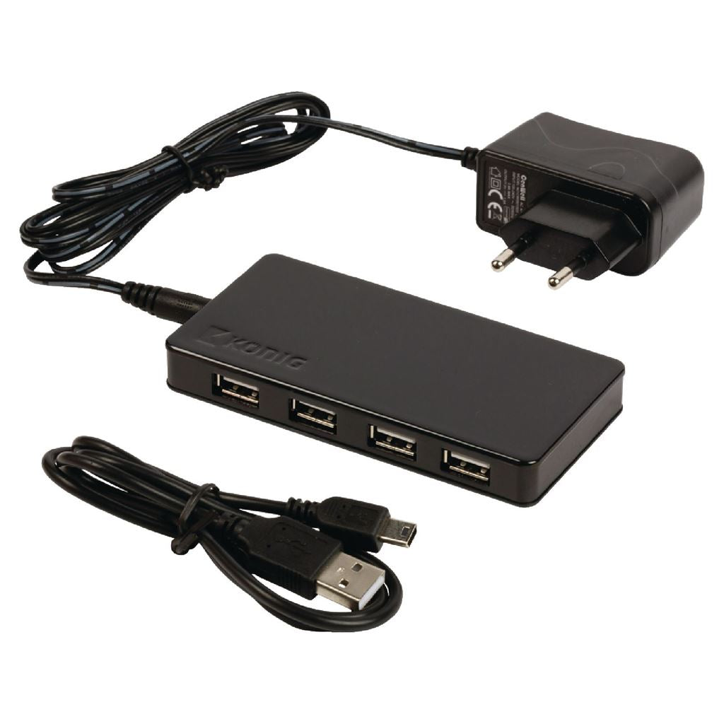 Konig 4-port powered USB 2.0 hub