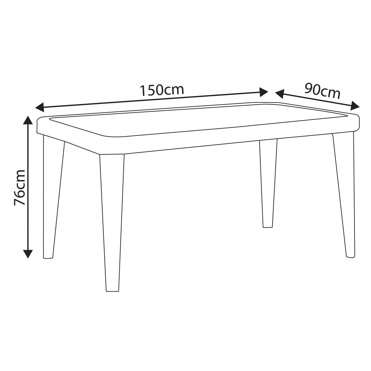 Dellonda Outdoor Dining Table Weather Resistant Body Glass Table 90x150cm DG210