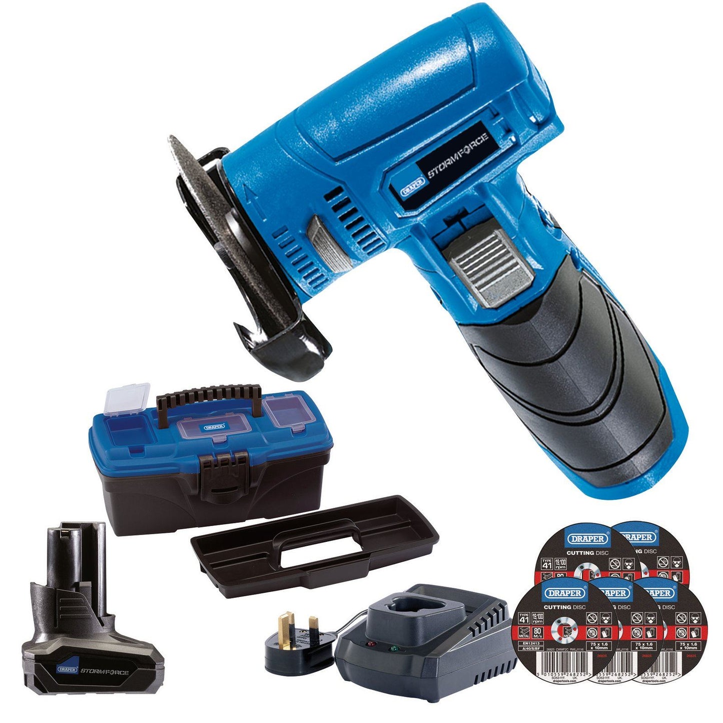 Draper Storm Force Cordless Mini Grinder Metal Cut Off Saw 10.8v 4ah Kit 90271