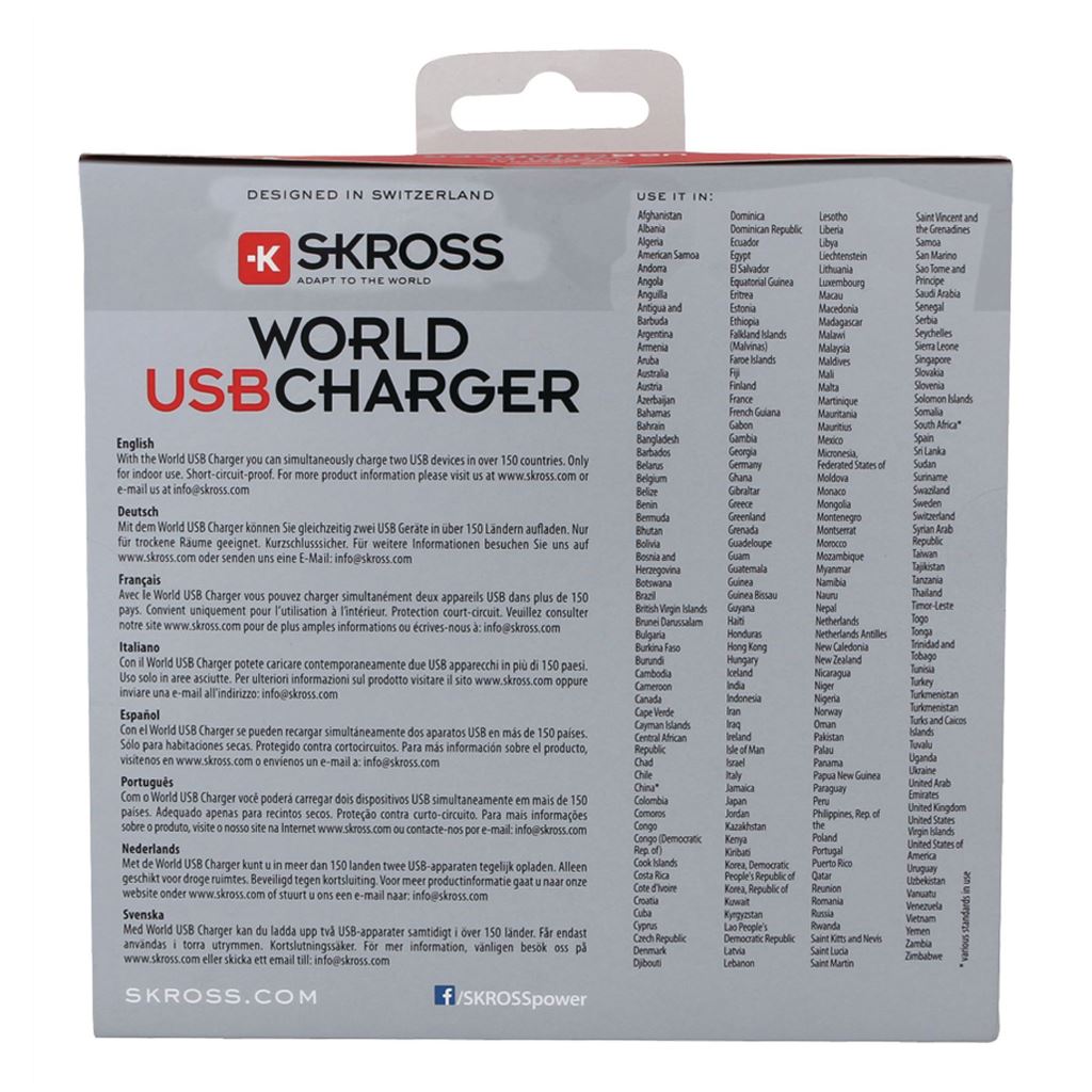 Skross Travel Adapter World USB Unearthed 1302320 Travel Adapter
