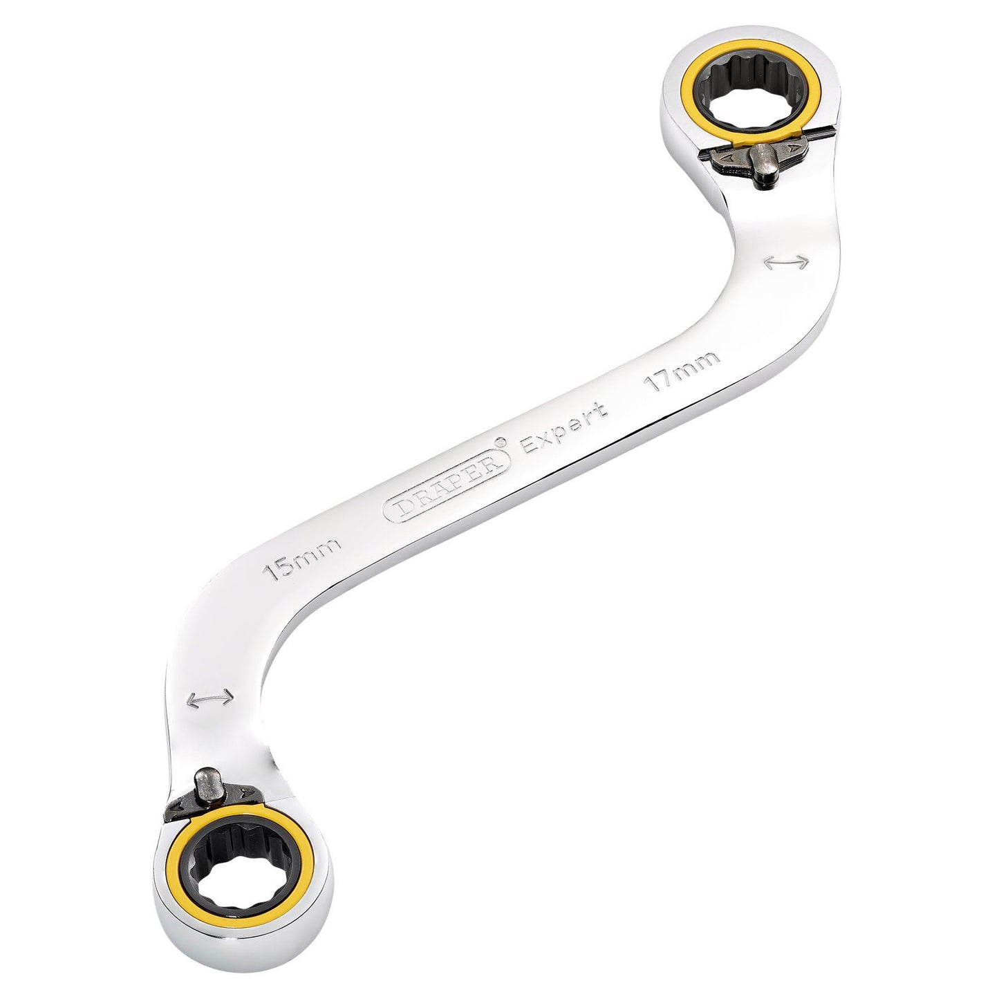 Draper Expert HI-TORQ Double Ring Ratchet S-Shape Spanner, 15 x 17mm