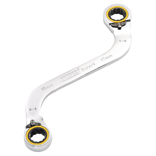 Draper Expert HI-TORQ Double Ring Ratchet S-Shape Spanner, 15 x 17mm