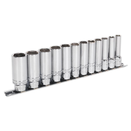 Sealey Socket Set 12pc 3/8"Sq Drive Deep Lock-On 6pt Metric AK2744